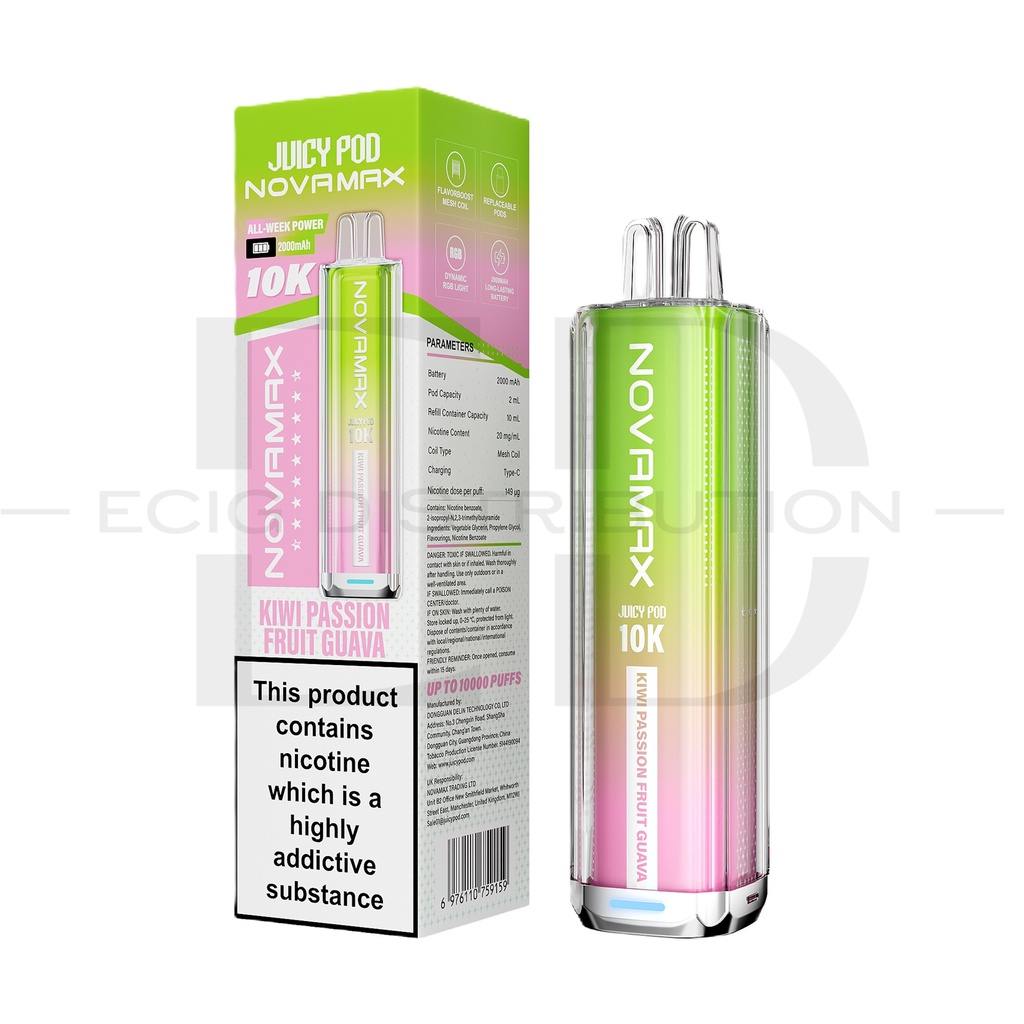 Juicy Pod Novamax 10K Pod Kit - Kiwi Passion Fruit Guava