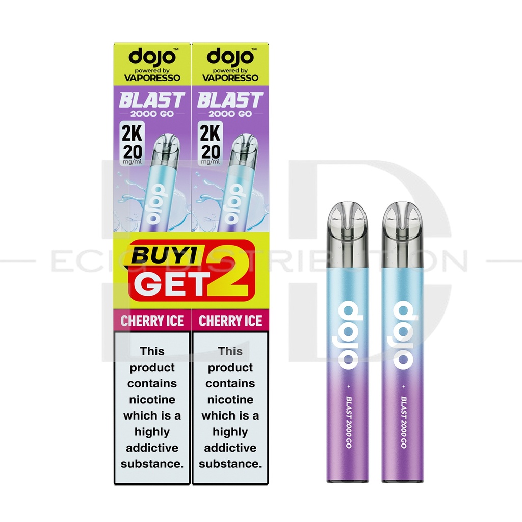 Vaporesso Dojo Blast 2000 Go Transparent Pod Kit Bundle - Strawberry Raspberry Cherry Ice 20MG