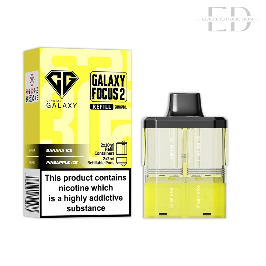 Crystal Galaxy Focus 2 30K Refillable Pod - Banana Ice / Pineapple Ice 20MG