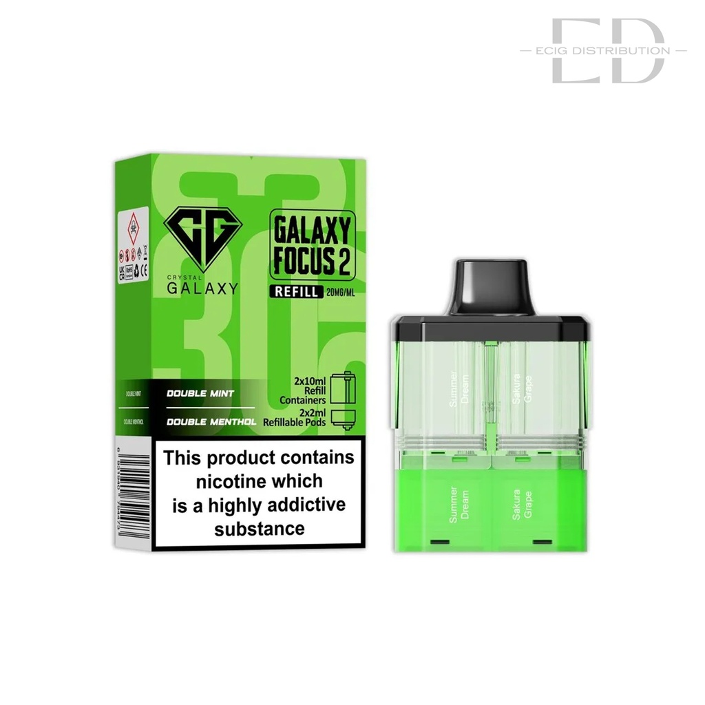 Crystal Galaxy Focus 2 30K Refillable Pod - Double Mint / Double Menthol 20MG