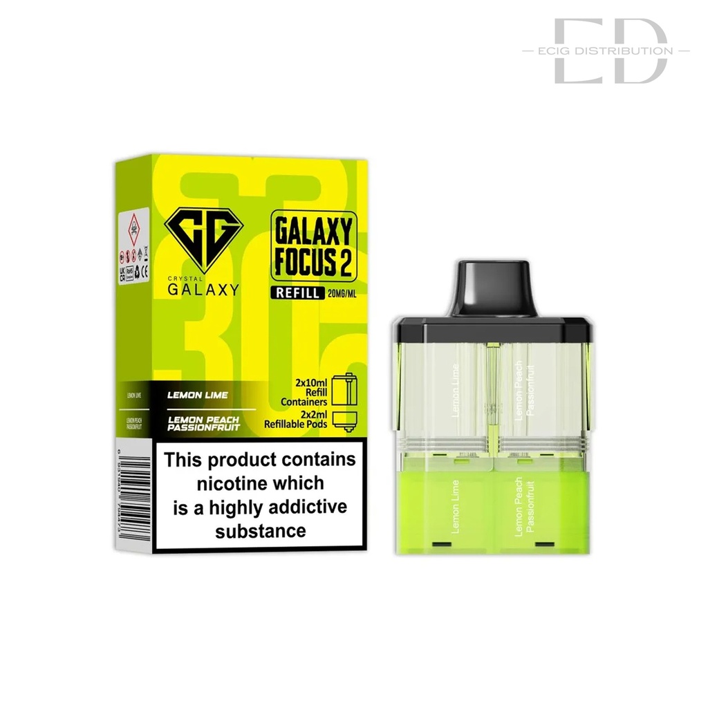 Crystal Galaxy Focus 2 30K Refillable Pod - Lemon Lime / Lemon Peach Passion Fruit 20MG