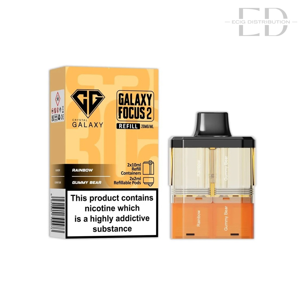 Crystal Galaxy Focus 2 30K Refillable Pod - Rainbow / Gummy Bear 20MG