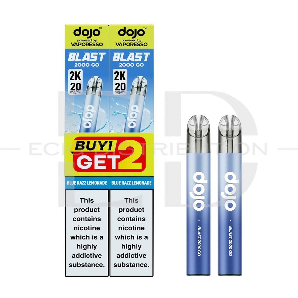 Vaporesso Dojo Blast 2000 Go Transparent Pod Kit Bundle - Blue Razz Lemonade 20MG