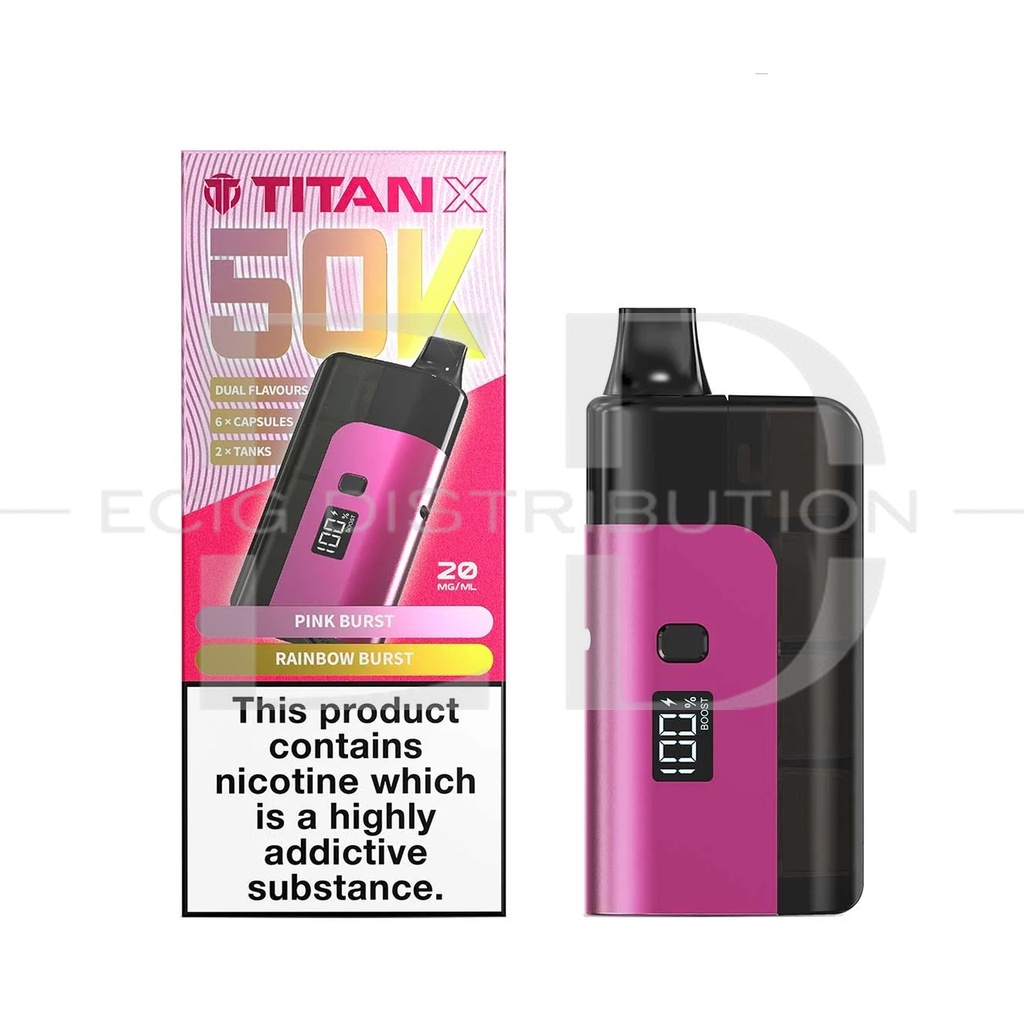 Titan X 50K Pod Kit Dual Flavour - Pink Burst/Rainbow Burst
