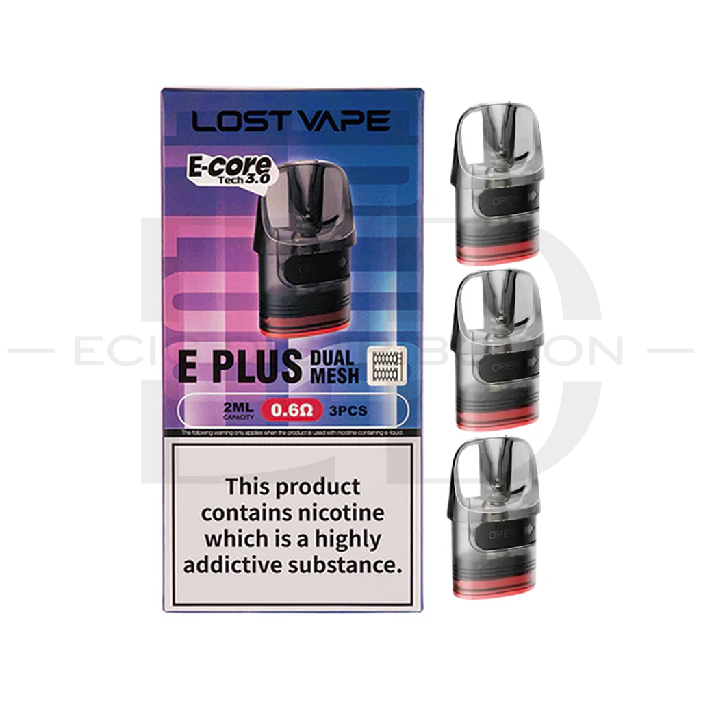 Lost Vape E Plus Dual Mesh Refillable Pod 3Pcs/Pack - 0.6 Ohm