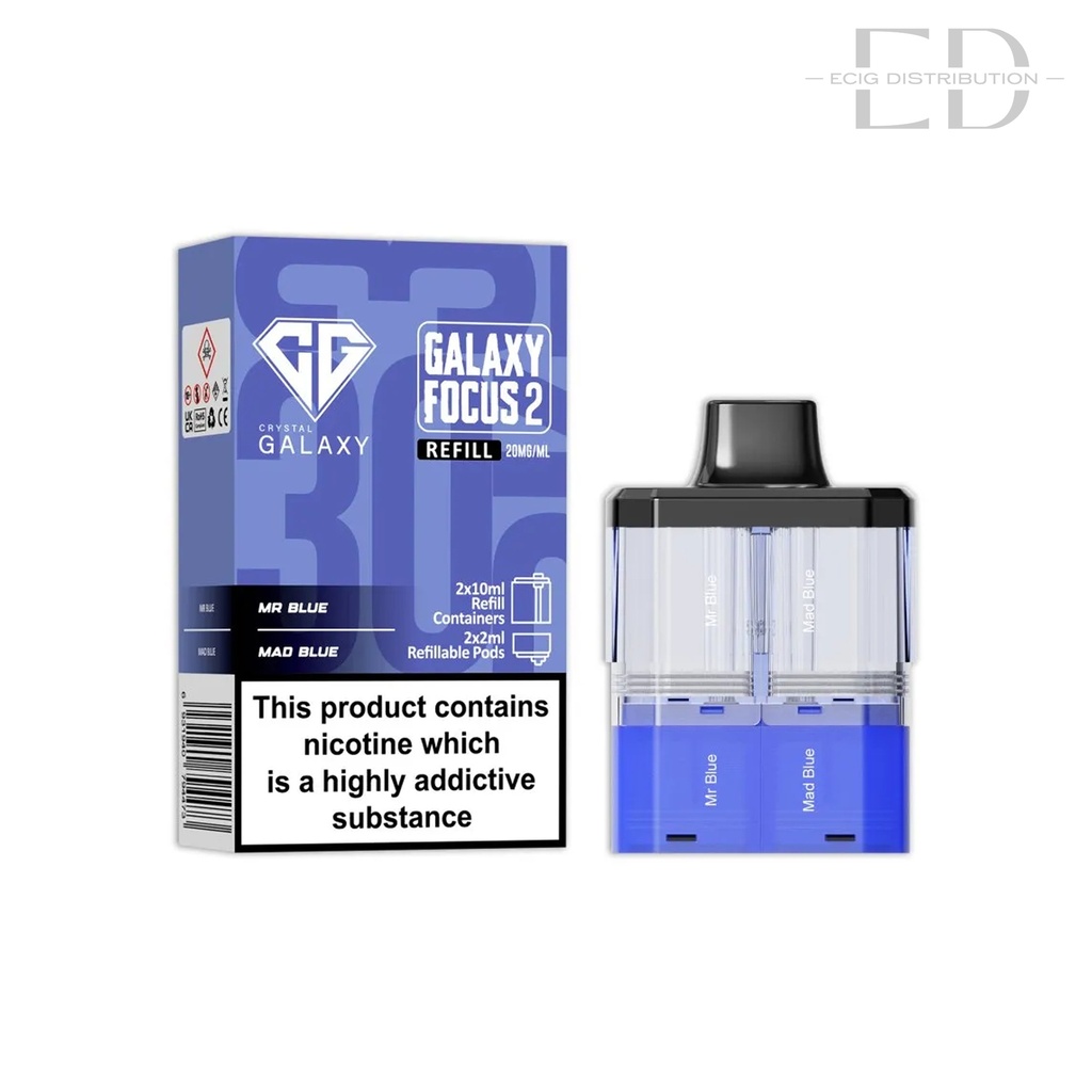 Crystal Galaxy Focus 2 30K Refillable Pod - Mr Blue / Mad Blue 20MG