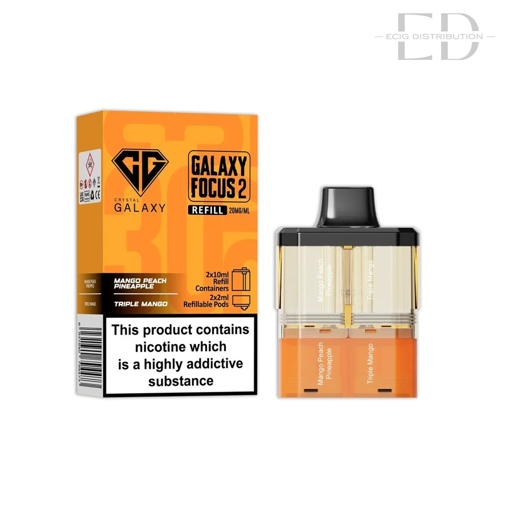 Crystal Galaxy Focus 2 30K Refillable Pod - Mango Peach Pineapple / Triple Mango 20MG