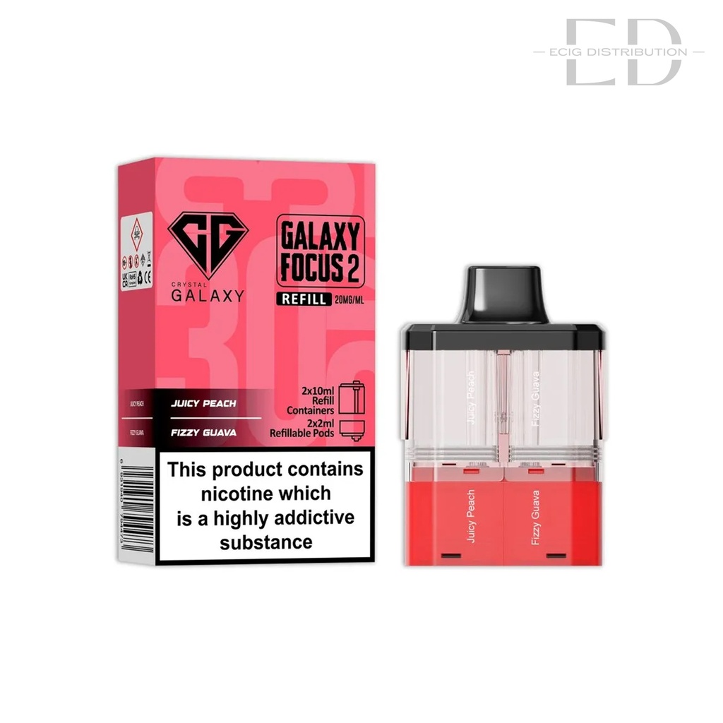 Crystal Galaxy Focus 2 30K Refillable Pod - Juicy Peach / Fizzy Guava 20MG