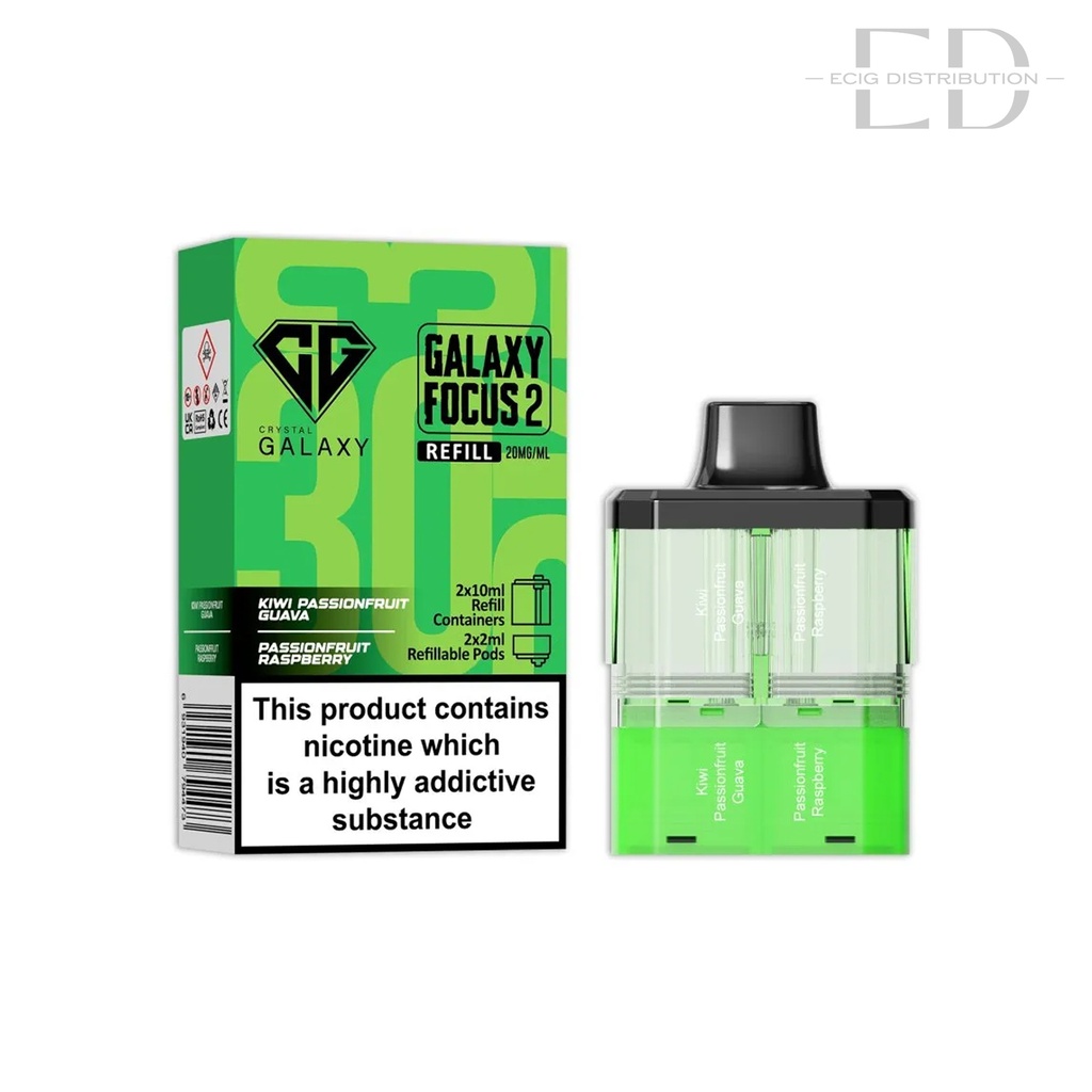 Crystal Galaxy Focus 2 30K Refillable Pod - Kiwi Passion Fruit Guava / Passion Fruit Raspberry 20MG