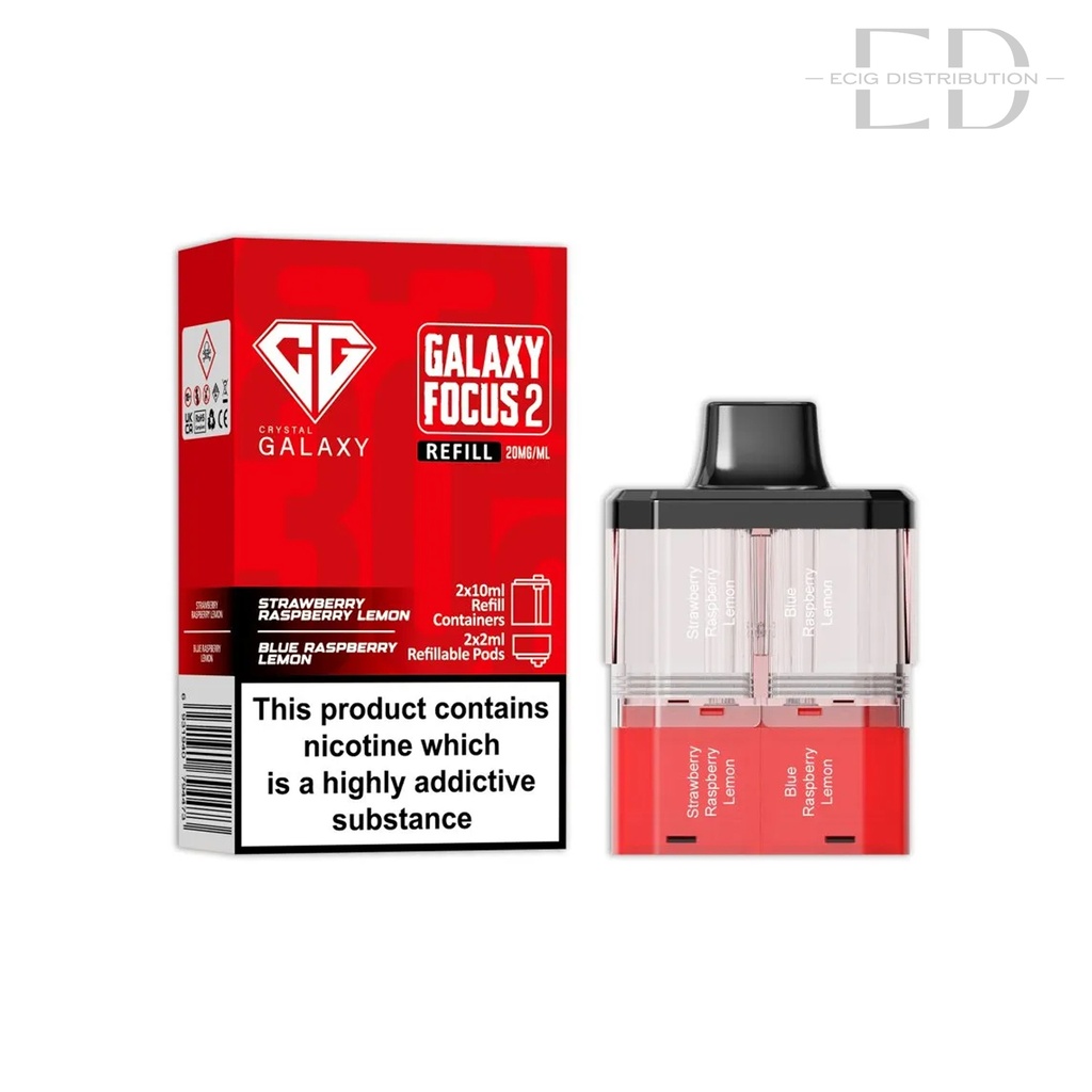 Crystal Galaxy Focus 2 30K Refillable Pod - Strawberry Raspberry Lemon / Blue Raspberry Lemon 20MG