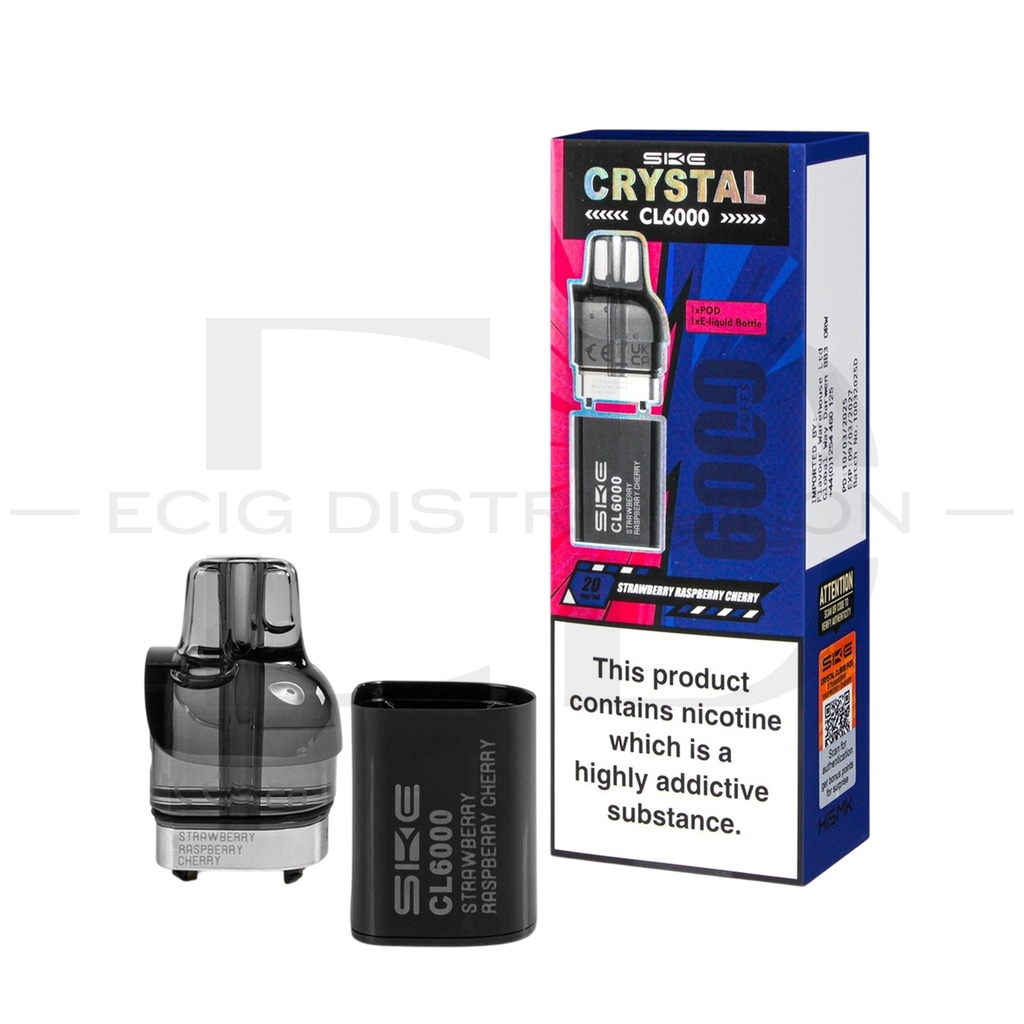 SKE Crystal CL6000 Refillable Pod - Strawberry Raspberry Cherry